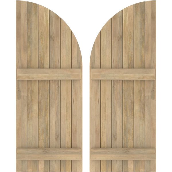 Americraft 6-Board (2 Batten) Wood Joined Board-n-Batten Shutters w/ Arch Top, ARW101BQ621X61UNH